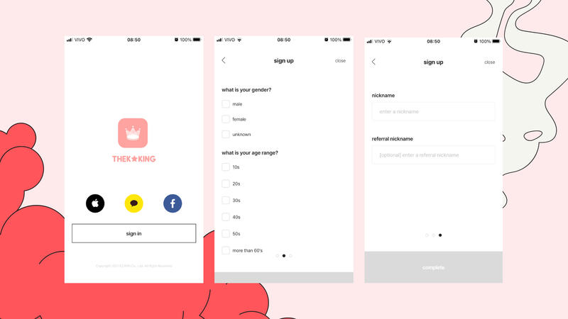 Para criar sua conta escolha a forma que desejar (E-mail, KakaoTalk ou Facebook). Complete seu cadastro com suas informações pessoais, escolha um nickname e adicione um código de indicação (opcional).