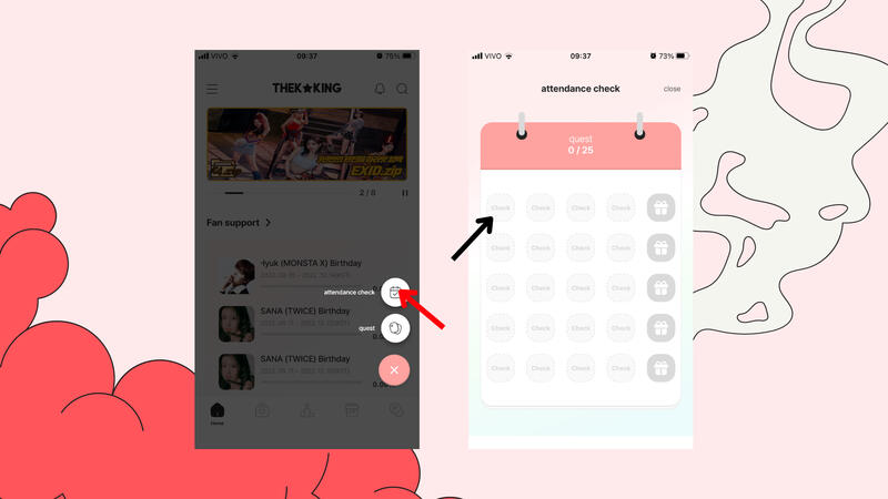 Faça check in diariamente, de 4 em 4 dias você recebe recompensa.