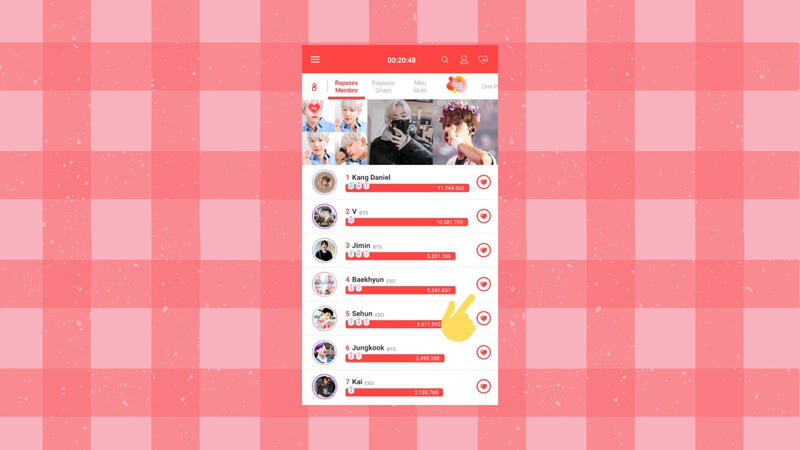 Para votar, basta clicar no coração e depositar alguns corações diários.